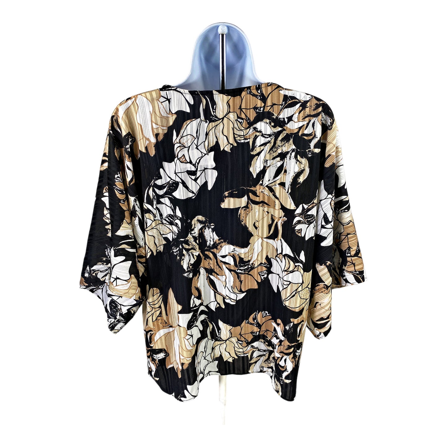 White House Black Market Women’s Black Elbow Sleeve V-Neck Kimono Blouse - M