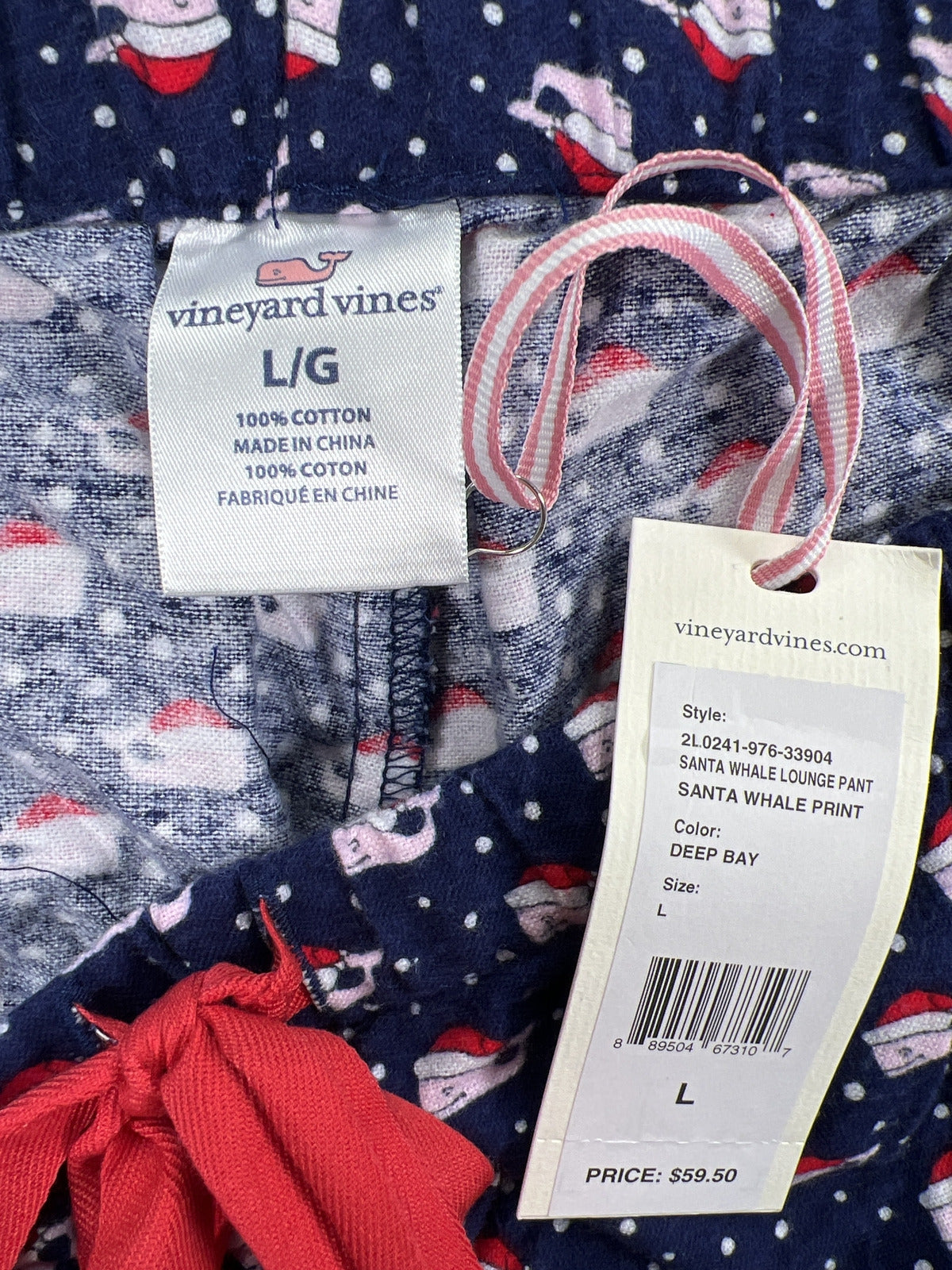 NEW Vineyard Vines Men’s Blue Santa Whale Lounge Pajama Pants - L