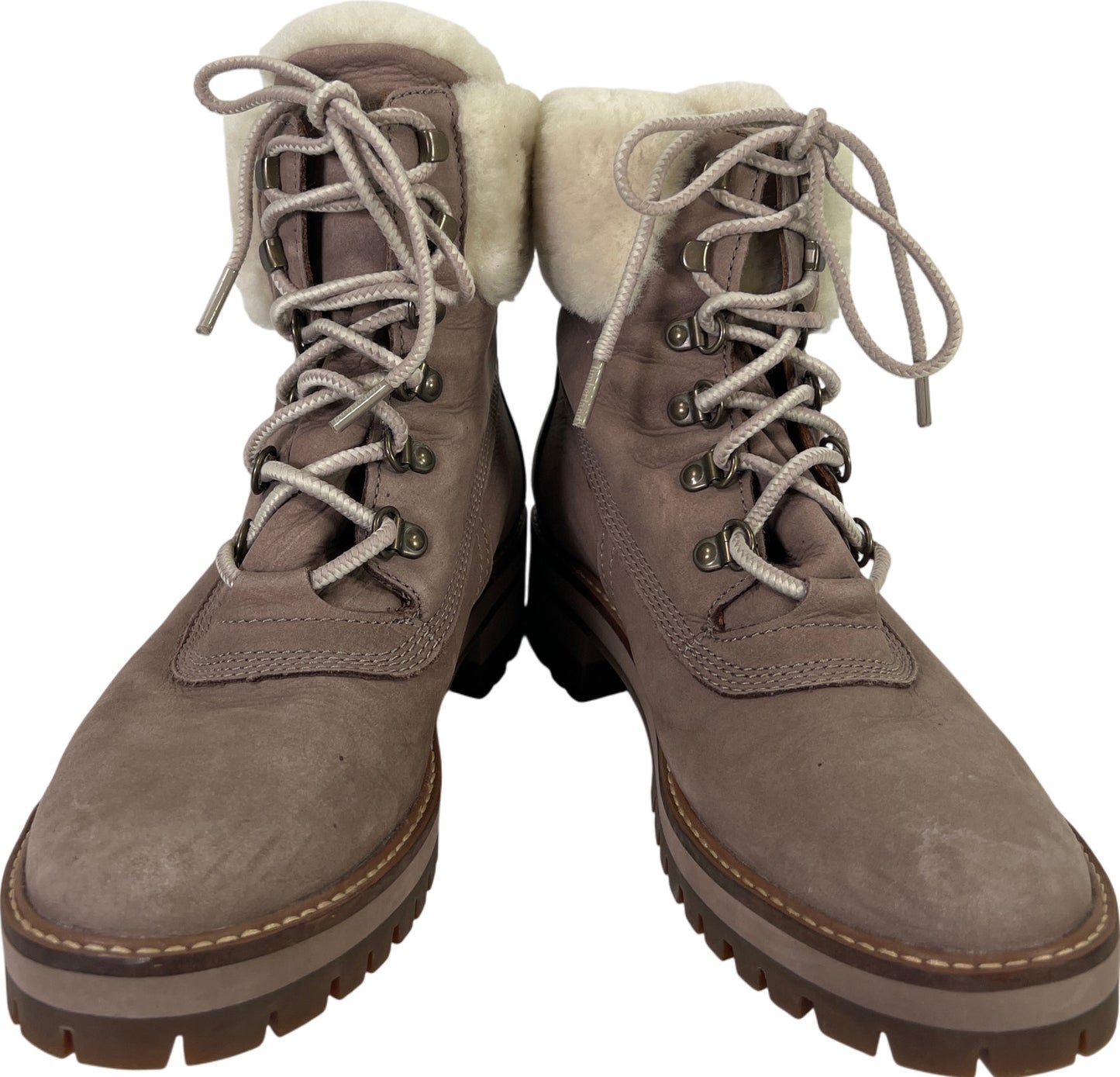 Timberland Women’s Gray Courmayeur Valley Faux Fur Trim Combat Boots - 8.5