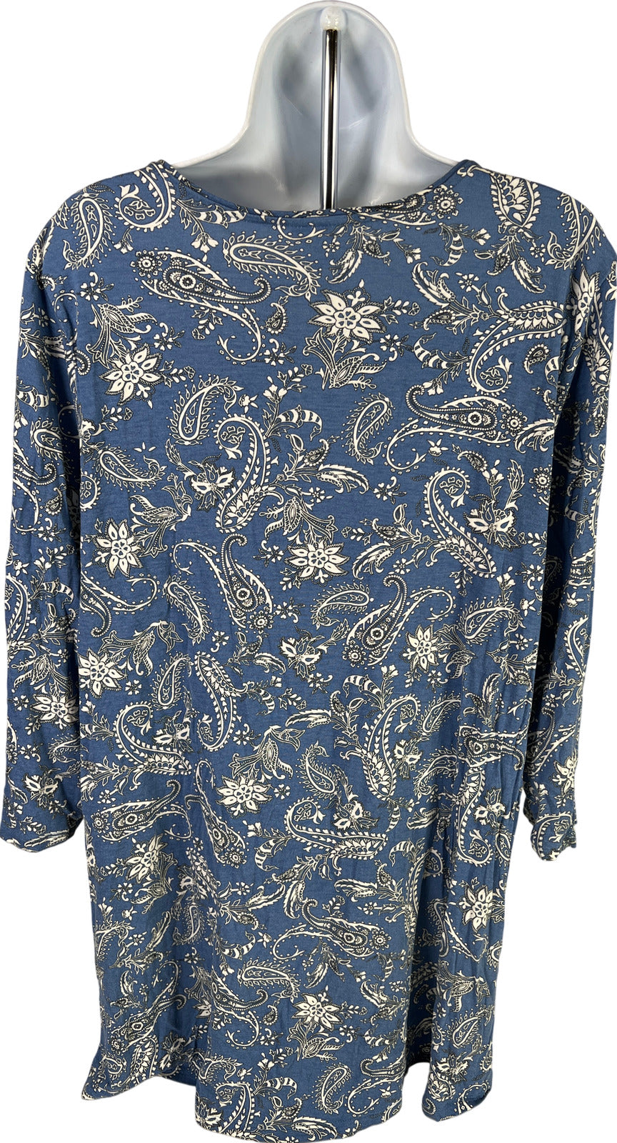 J. Jill Women’s Blue 3/4 Sleeve Paisley Henley Shirt Top - L