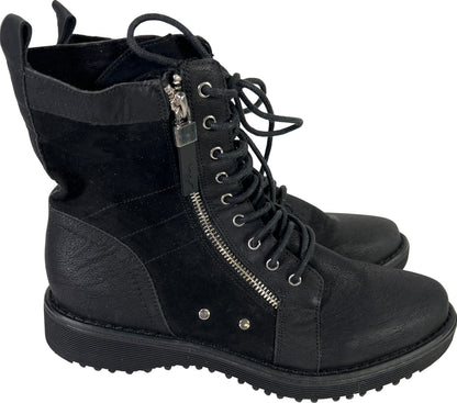 Rocket Dog Women&#39;s Black Lace Up Faux Leather Combat Boots - 7.5