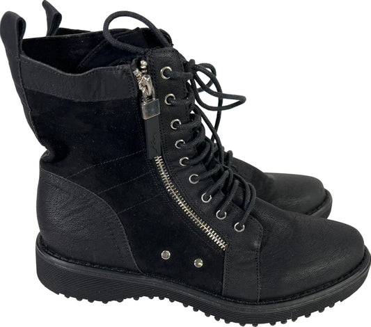 Rocket Dog Women&#39;s Black Lace Up Faux Leather Combat Boots - 7.5