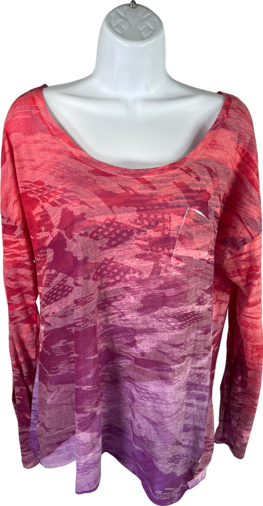 The North Face Women’s Pink Burnout Long Sleeve Scoop Neck Shirt - XL