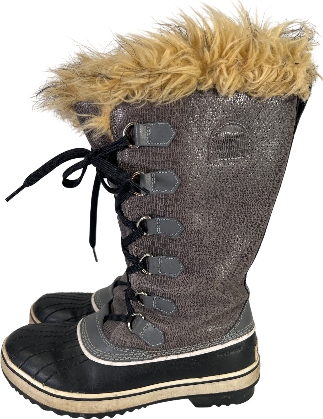 Sorel Women’s Gray Joan of Arctic Tall Lace Up Waterproof Winter Boots - 7