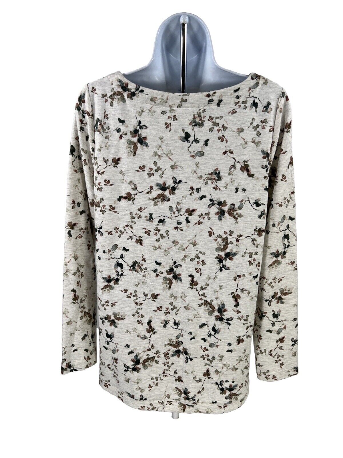 J. Jill Women's Ivory Floral Curved Hem Terry Knit Sweater - XS