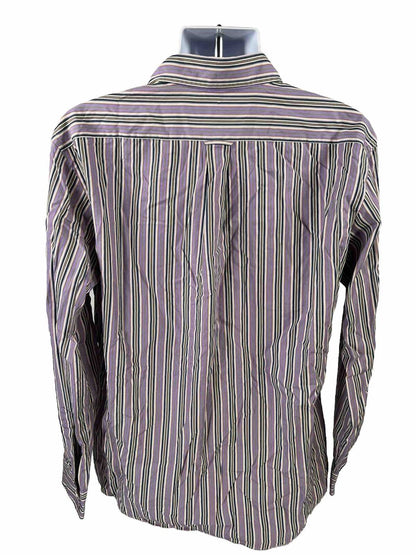 Faconnable Men's Purple Striped Deauville Button Up Dress Shirt - XL