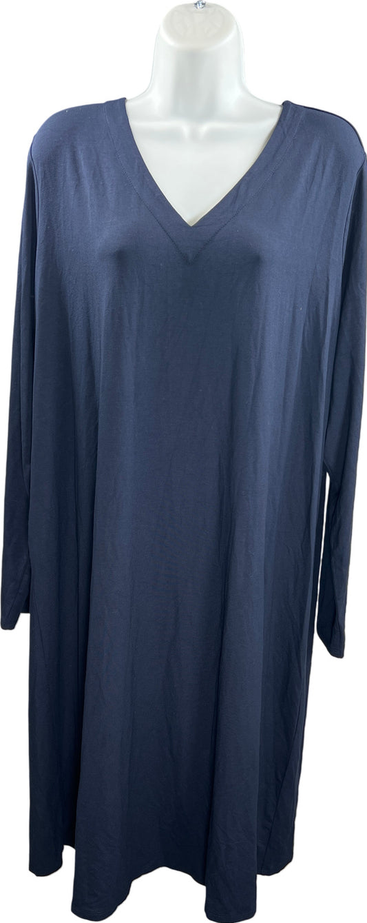 NEW J. Jill Womens Navy Blue Long Sleeve V-Neck Wearever T-Shirt Dress - XL Tall