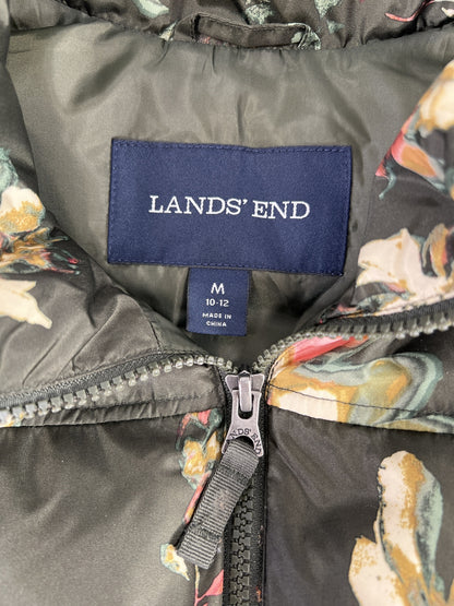 Lands End Women’s Green Floral Sleeveless Puffer Vest - M