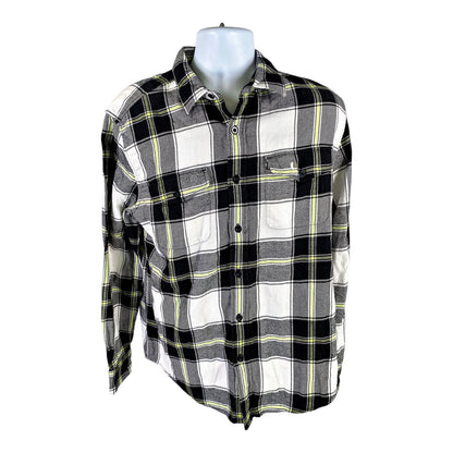 NEW American Eagle Men’s Black/Green Plaid Classic Fit Flannel Shirt - L