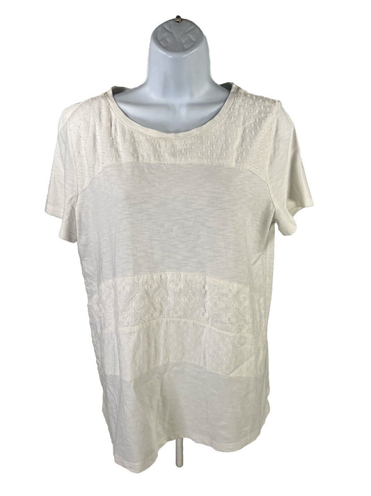 Chico’s Women’s White Short Sleeve V-Neck T-Shirt - 1/US M