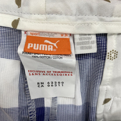 Puma Men's Blue Plaid Stretch Golf Shorts - 34