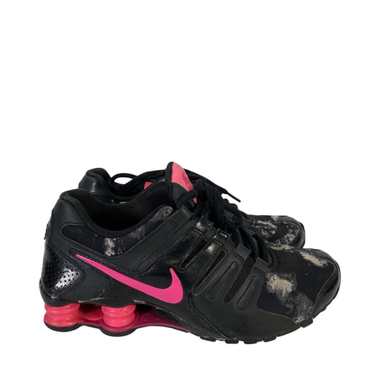Nike Women's Black/Pink Cloud Print Lace Up Shox Athletic Sneakers - 7.5