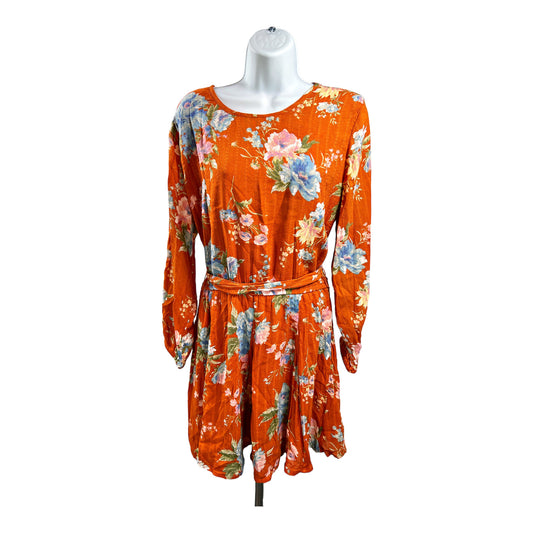 NEW American Eagle Women’s Orange Floral Long Sleeve Dress - M