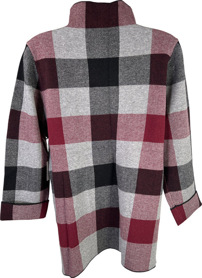 NEW Tahari Women’s Red Plaid Cuffed Sleeve Mock Neck Pullover Sweater - L