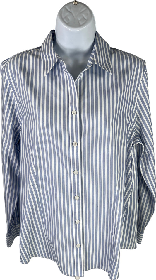 Chico’s Women’s Blue Striped No Iron Coolmax Button Up Shirt - 1/US 8