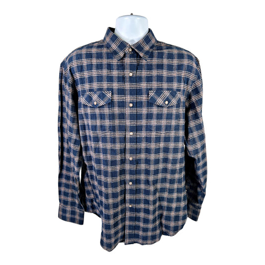 NEW Nicoby Men’s Dark Blue Snap Button Flannel Western Shirt - XL