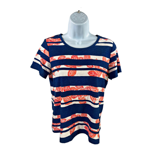 Tommy Bahama Women’s Blue/Pink Striped Short Sleeve T-Shirt - XS