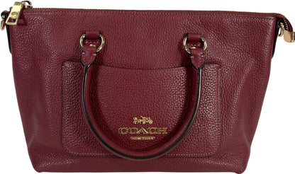 Coach Women’s Burgundy/Red Mini Emma Pebbled Leather Handbag Purse