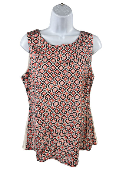 Ann Taylor Women's Pink Geometric Satin Front Tank Top - M