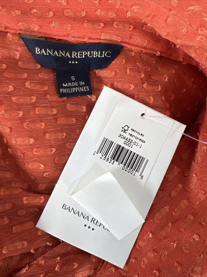 NEW Banana Republic Women's Orange Sheer Button Up Textured Top - S