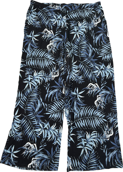 J. Jill Women’s Black Blue Palm Leaf Wearever Lounge Pants - L Petite