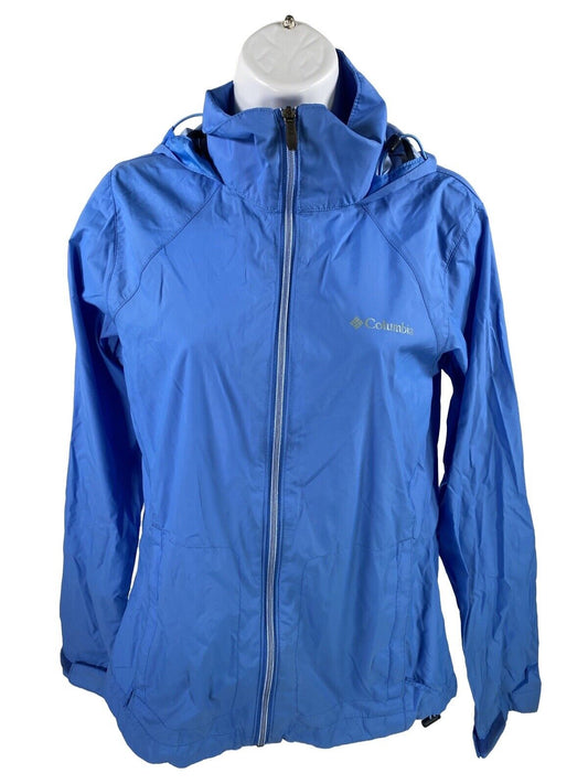 Columbia Women's Blue Full Zip Hooded Rain Windbreaker Jacket - S
