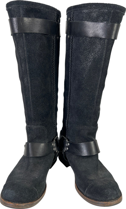 UGG Women’s Black Suede Dree Harness Pull On Tall Riding Boots - 7