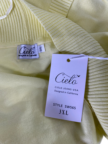 Cielo Women’s Bright Yellow Long Sleeve Open Front Cardigan Sweater - 3XL