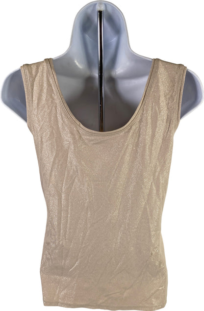 White House Black Market Women’s Beige/Nude Shimmer Tank Top - S