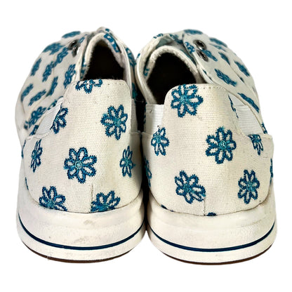 Clarks Cloudsteppers Women’s White/Blue Embroidered Slip On Sneakers - 6