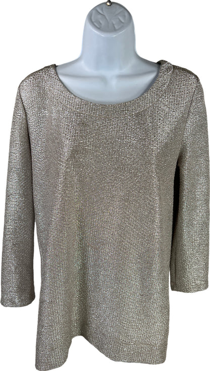 Ann Taylor Women’s Gold & Silver Metallic Long Sleeve Shirt Top - S