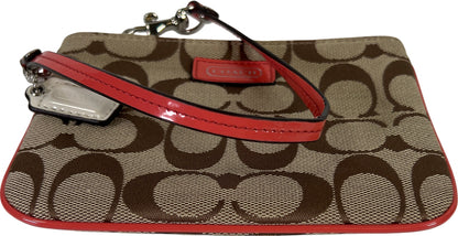 Coach Women’s Brown Signature Canvas Zip Wristlet Pouch