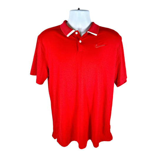 Nike Men’s Red Short Sleeve Dri-Fit Golf Polo Shirt - L