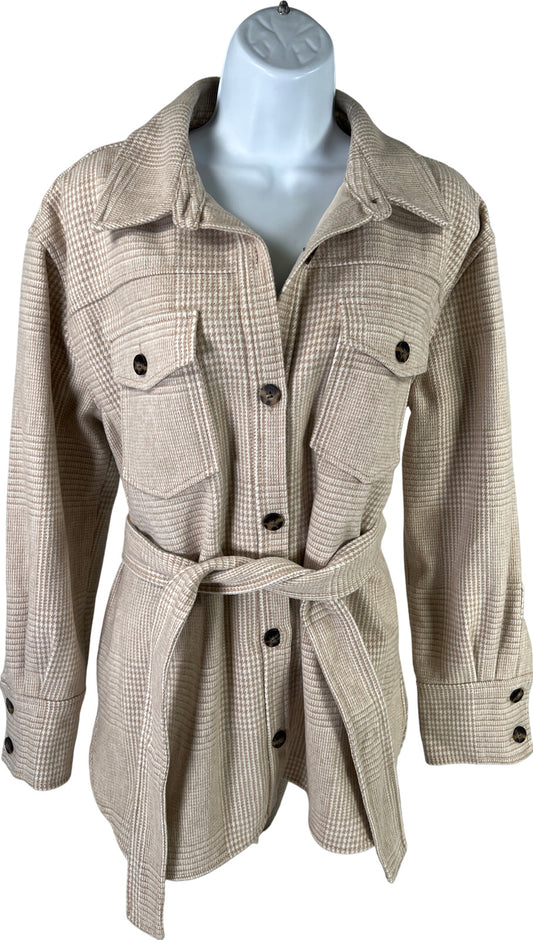 Ann Taylor Women’s Beige Long Sleeve Button Up Shirt Jacket - M