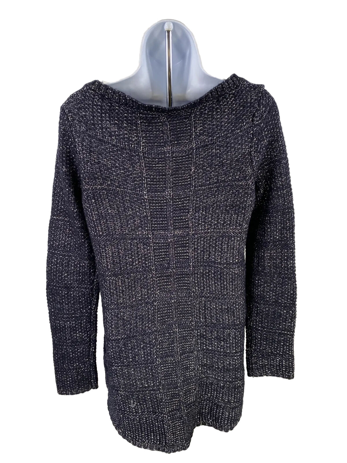 White House Black Market Women's Blue Metallic Pullover Sweater - XS