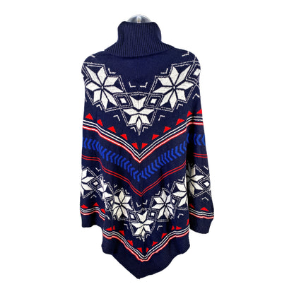 NEW St.Johns Bay Women’s Navy Blue Snowflake Poncho Sweater - XS/S