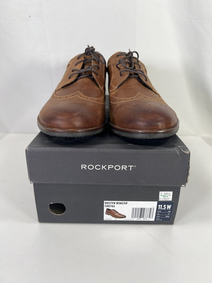 NEW Rockport Men’s Brown Leather Hyrdo Shield Wingtip Dress Shoes - 11.5 Wide