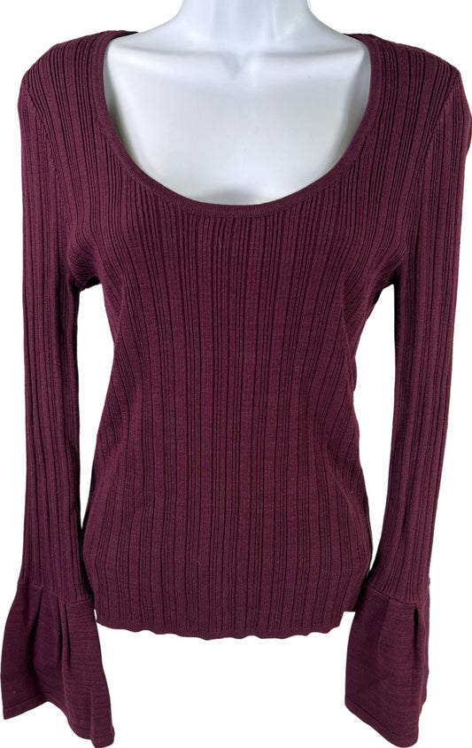 White House Black Market Women’s Red Burgundy Long Sleeve Scoop Neck Sweater - M