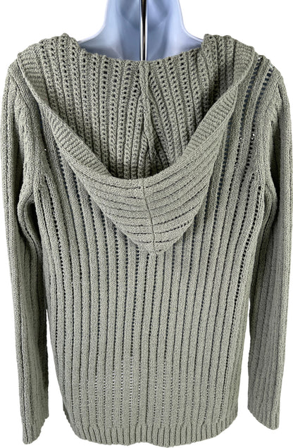 NEW J. Jill Women’s Green Seasgrass Open Knit Hooded Sweater - S