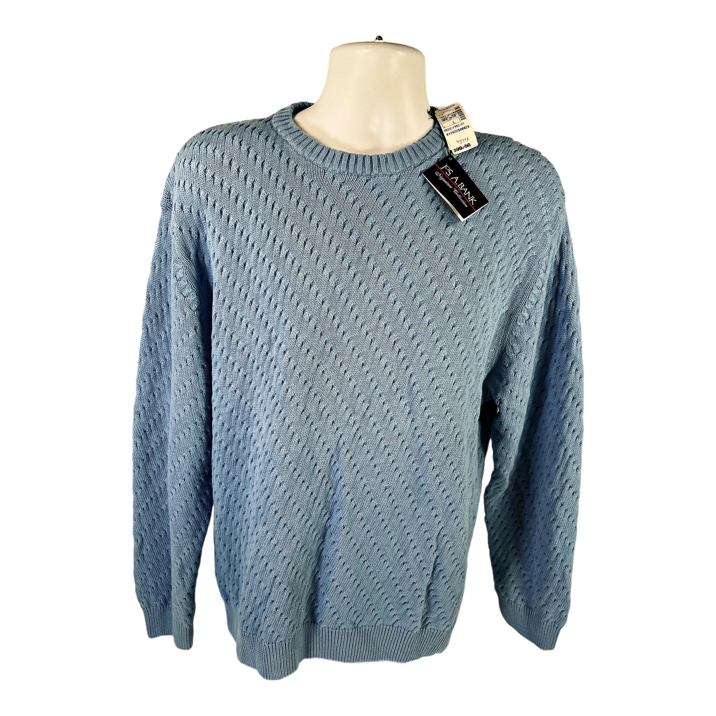 NEW Jos A Bank Men’s Blue Cotton Long Sleeve Sweater - L