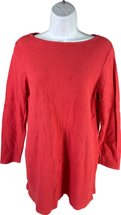 J.Jill Women’s Coral/Red Ribbed Waffle Knit Long Sleeve Sweater - M Petite