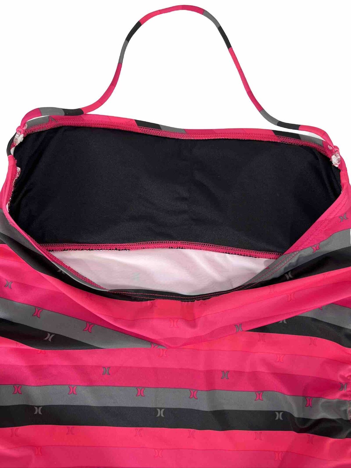 Hurley Women's Pink Striped Halter Tankini Swim Top - M