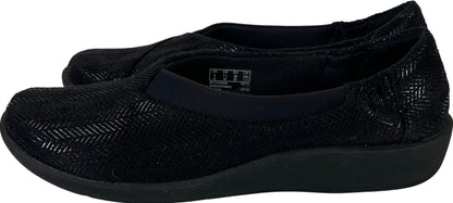 Clarks Women’s Black Fabric Cloudsteppers Comfort Flats Shoes - 7.5 M