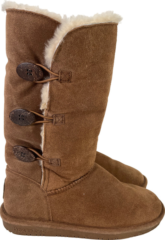 Bearpaw Women’s Tan/Beige Lauren Suede Shearling Boots - 8