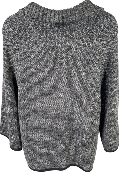 Ann Taylor Women’s Gray/Black Knit 1/2 Sleeve Button Up Sweater Jacket - M