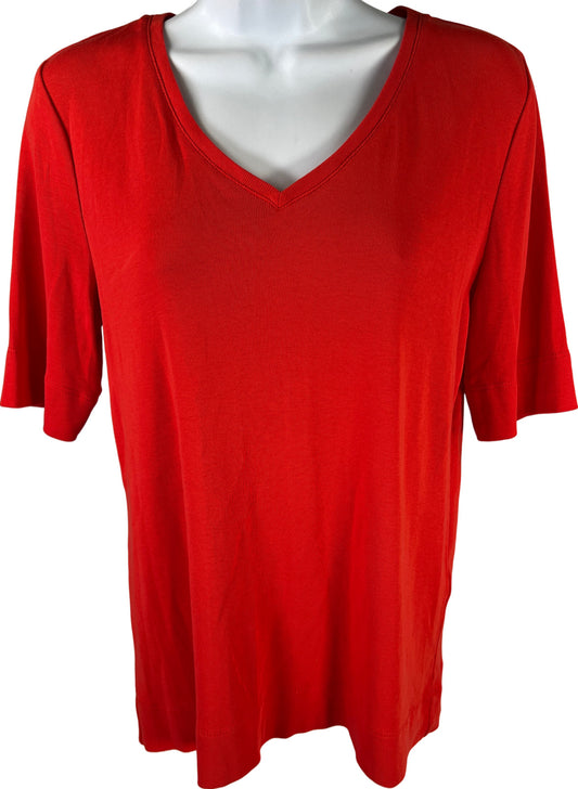 Chico’s Women’s Red Short Sleeve V-Neck T-Shirt - 0/US S