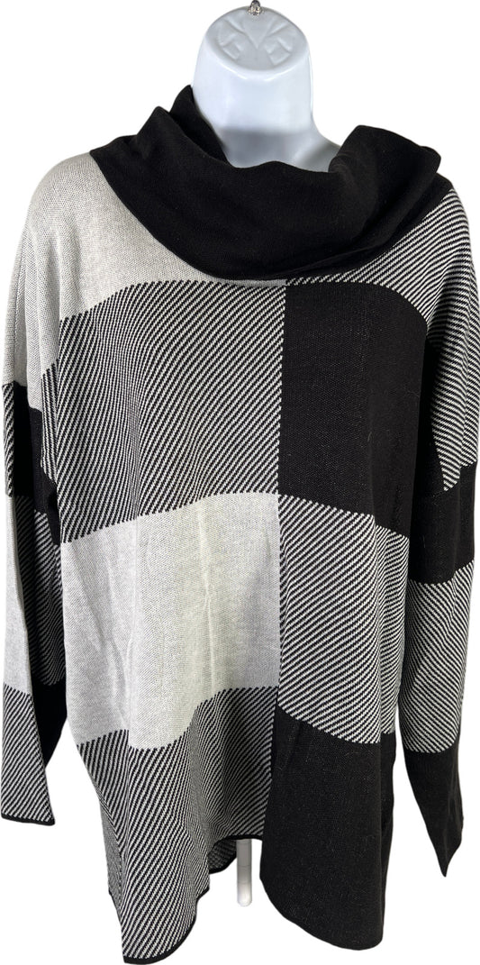 NEW Calvin Klein Women’s Black/White Cowl Neck Long Sleeve Sweater - XL