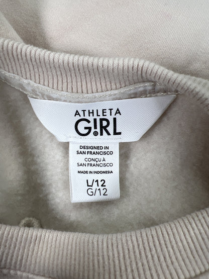 Athleta Girls Kids Ivory Knotted Front Crew Sweatshirt - L 12