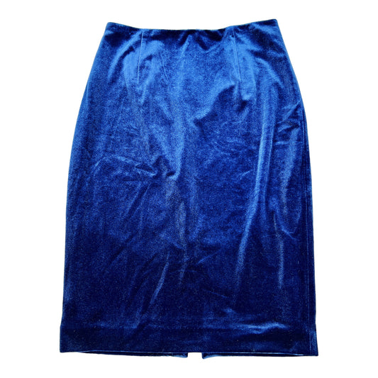 White House Black Market Women’s Blue Velour Straight Skirt - 4