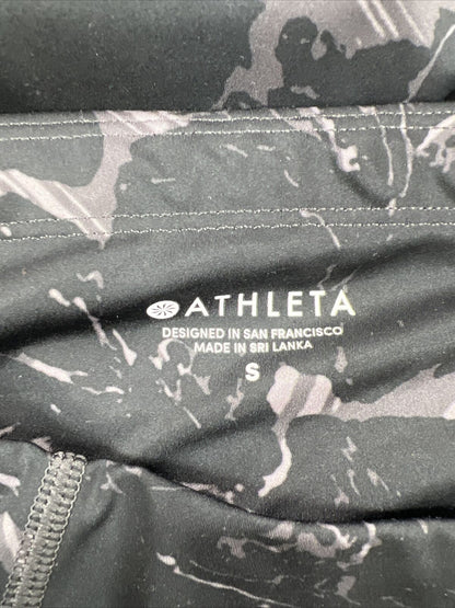 Athleta Women's Black Marble Velocity Stash Pocket 7/8 Leggings - S